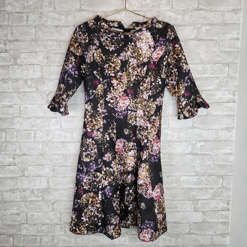 CRISTINAEFFE Italian Dress Fit Flare Bell Sleeve Botanical Whimsigoth 42 US M